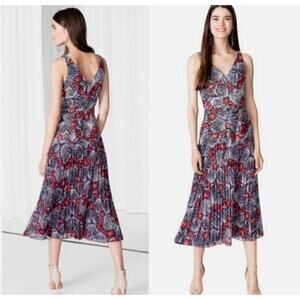 & Other Stories Pleated Sleeveless Flower Print Dress long size US 4
